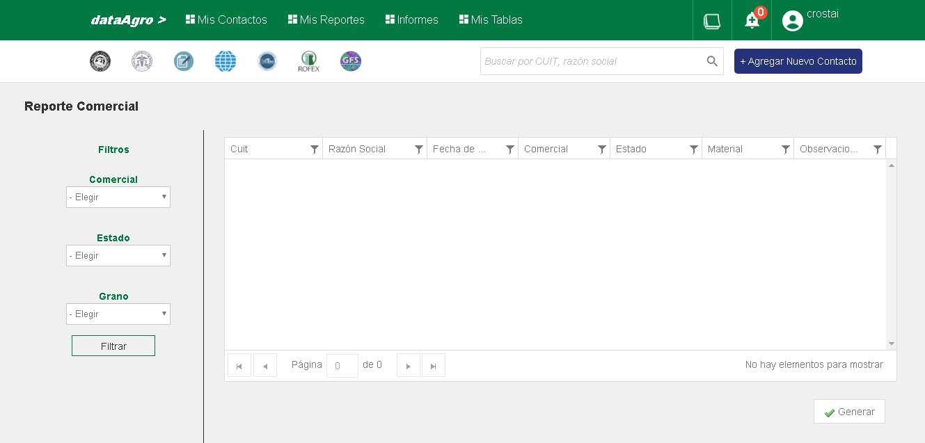 Previous system — commercial report with sidebar filters taking up table space