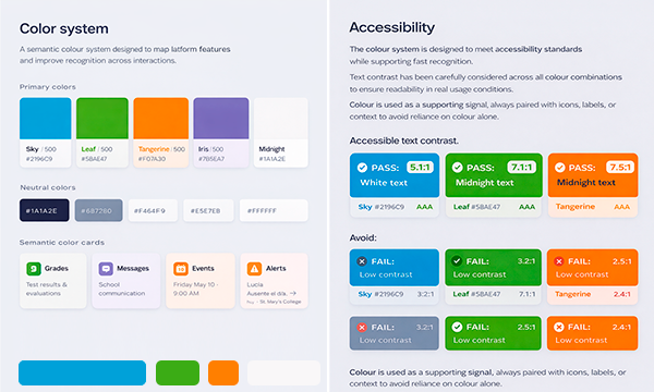 Kiru colour system and accessibility overview