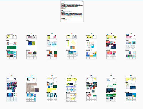 Moodification — three participant workspaces showing different visual directions from the same brief