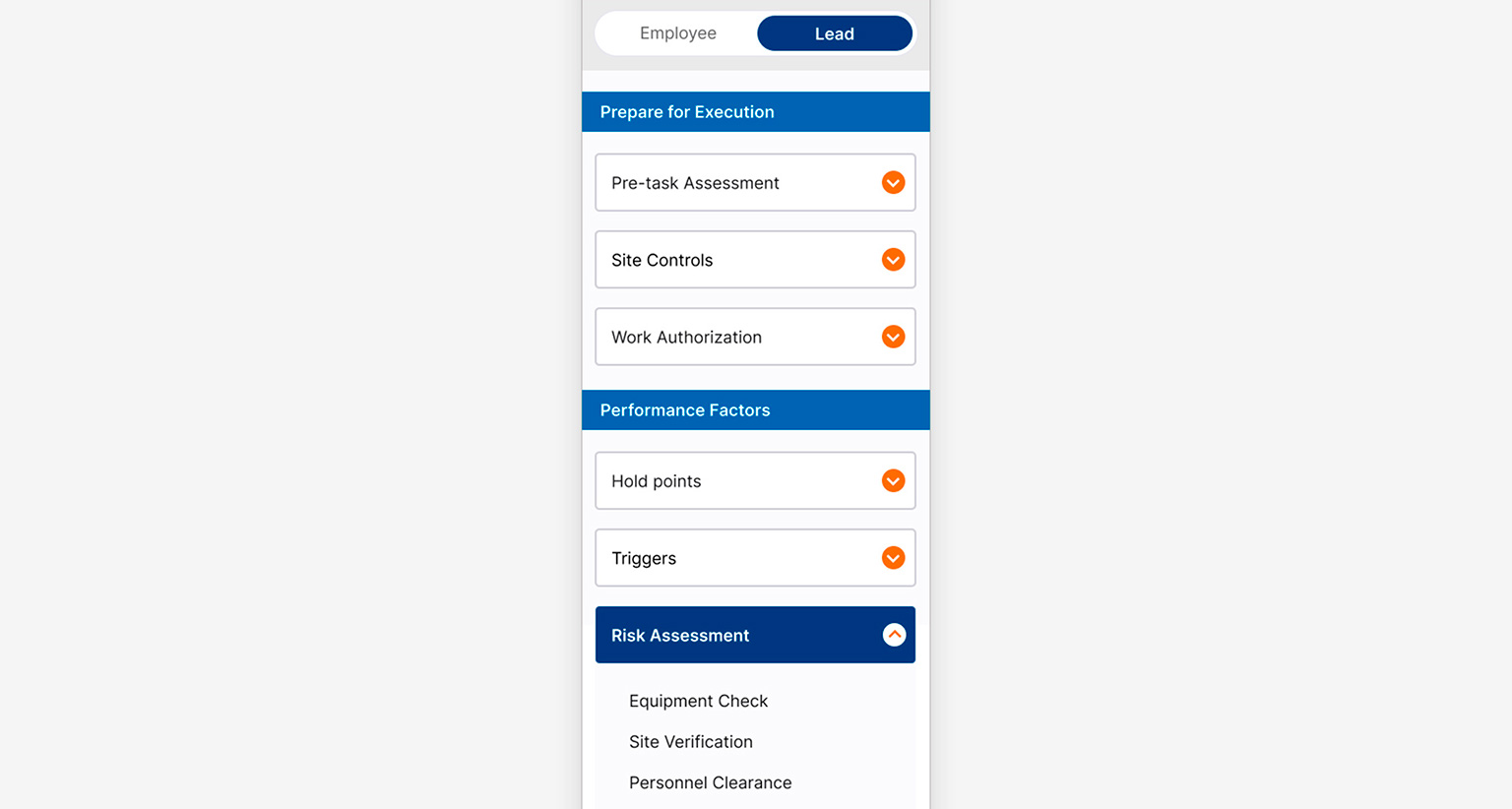 Offline App — Lead home view with section grouping