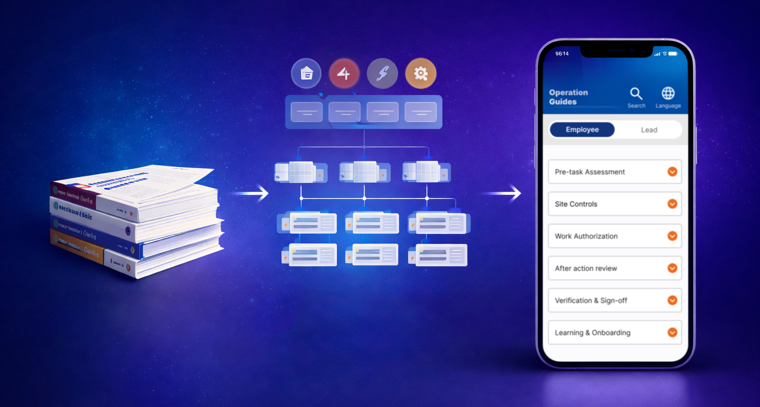 Mobile app — splash screen and language selection